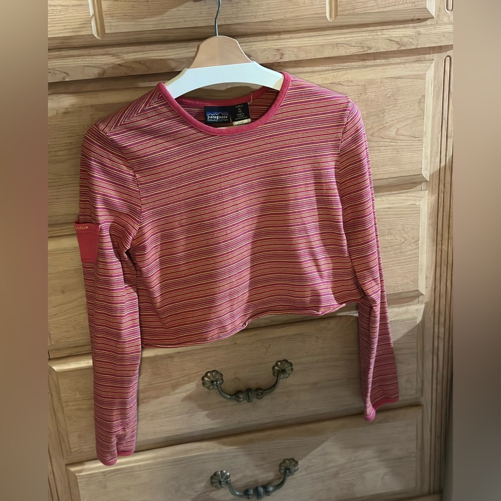 Patagonia Pink Striped Long Sleeve Tee